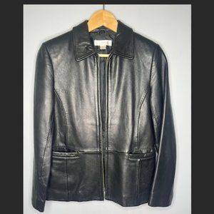 Petite Sophisticate Black Leather Jacket